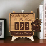 Books Read This Year Tracker - Wooden Dragon and Castle Library Sign, Personalized Book Counter, Fantasy Book Lover Gift Decor