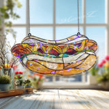 Hot Dog Acrylic Suncatcher, Fun Food Window Hanging Ornament, Colorful Stained Glass Style Kitchen Decor, Unique Gift for Food Lovers