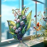 Lily of the Valley Acrylic Suncatcher, Stained Glass Style White Flower Window Hanging, Spring Garden Floral Home Decor Gift