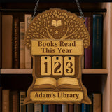 Tree of Knowledge Book Tracker, Wooden Reading Counter Sign, Custom Library Decor, Personalized Book Lover Gift, Reading Goal
