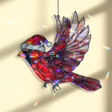 Christmas Cardinal Acrylic Suncatcher with Santa Hat, Red Bird Holiday Window Hanging Ornament, Festive Acrylic Decor Gift for Nature Lovers
