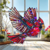 Flying Cardinal Acrylic Suncatcher, Red Bird Window Hanging Ornament, Bright Acrylic Nature Decor, Gift for Bird Lovers