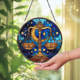 Jesus Ascension Stained Glass Suncatcher, Round Window Panel with Disciples, Christian Religious Wall Hanging, Faith Home Decor Gift