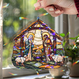 Warrior and Dog Acrylic Suncatcher, Stained Glass Style Knight with Shield and Spear, Fantasy Window Hanging, Mythological Home Decor