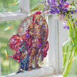 Warrior and Hound Stained Glass Suncatcher, Mythological Soldier with Spear and Dog, Fantasy Window Hanging, Gothic Home Decor