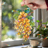 Golden Wisteria Acrylic Suncatcher, Stained Glass Style Yellow Flower Window Hanging, Botanical Nature Home Decor, Garden Lover Gift