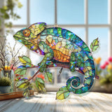 Chameleon Stained Glass Suncatcher, Colorful Lizard Window Hanging, Gecko Style Reptile Decor, Vibrant Nature Acrylic Gift