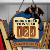 Dragon Book Tracker Sign, Fantasy Reading Counter, Castle Library Decor, Custom Name Book Lover Gift, Medieval Reading Goal