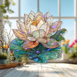 Lotus Flower Acrylic Suncatcher, Stained Glass Style Water Lily Window Hanging, Tranquil Zen Botanical Nature Home Decor Gift