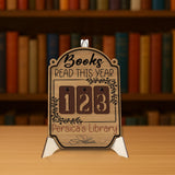 Custom Book Tracker Sign, Personalized Reading Goal Counter, Wooden Library Decor, Book Lover Gift, Reading Progress Display