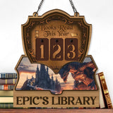 Fantasy Book Tracker Sign, Epic Reading Counter, Dragon Castle Decor, Custom Name Library Sign, Fantasy Book Lover Gift