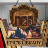 Fantasy Book Tracker Sign, Epic Reading Counter, Dragon Castle Decor, Custom Name Library Sign, Fantasy Book Lover Gift