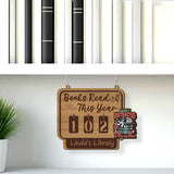 Personalized Books Read Tracker with Cat and Book, Books Read This Year Counter, Book Lover Gift, Book Tracker, Bookshelf Decor, Book End