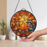 Peacock Stained Glass Suncatcher, Round Colorful Bird Window Hanging with Radiant Feathers, Elegant Nature Art Home Decor Gift