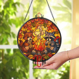 Peacock Stained Glass Suncatcher, Round Colorful Bird Window Hanging with Radiant Feathers, Elegant Nature Art Home Decor Gift