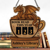 Books Read This Year Tracker - With Dragon Library Sign, Fantasy Book Counter, Bookish Decor, Bookshelf Counter, Reader Gift, Birthday Gift