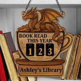 Books Read This Year Tracker - With Dragon Library Sign, Fantasy Book Counter, Bookish Decor, Bookshelf Counter, Reader Gift, Birthday Gift