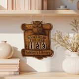Books Read Tracker Sign With Owl, Vintage Scroll Wooden Library Reading Counter, Personalized Book Lover Gift, Home Reading Decor,Book Lover