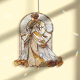 Elegant Lady Acrylic Suncatcher, Victorian Woman Window Hanging, Gold White Dress Art Nouveau Acrylic Home Decor Gift