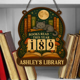 Books Read Tracker With Cat, Books Read This Year, Bookish Decor, Bookshelf Counter, Reader Gift, Birthday Gift for Book Lover, Cat Lover