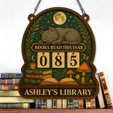 Books Read Tracker With Sleeping Cat, Books Read This Year, Bookish Decor, Birthday Gift for Book Lover, Bookshelf Counter, Reader Gift