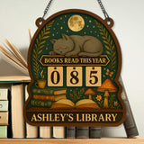Books Read Tracker With Sleeping Cat, Books Read This Year, Bookish Decor, Birthday Gift for Book Lover, Bookshelf Counter, Reader Gift