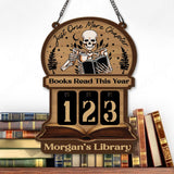 Books Read This Year Tracker - Gothic Skeleton Reading Sign, Just One More Chapter Library Counter, Spooky Book Lover Gift, Book Funny Quote