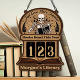 Books Read This Year Tracker - Gothic Skeleton Reading Sign, Just One More Chapter Library Counter, Spooky Book Lover Gift, Book Funny Quote