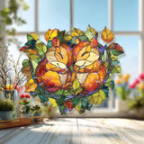 Chipmunks in Nest Acrylic Suncatcher, Cute Woodland Animal Stained Glass Style Hanging Panel, Cozy Autumn Nature Home DÃ©cor