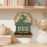 Books Read This Year Tracker - Wooden Castle and Dragon Library Sign, Fantasy Book Counter, Personalized Gift for Readers, Book Lover Gift