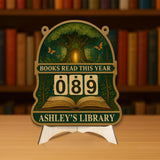 Enchanted Forest Books Read Tracker Sign, Tree of Knowledge Wooden Library Decor, Personalized Reading Counter, Book Lover Gift