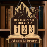 Books Read This Year Tracker - Dragon Castle Reading Sign, Fantasy Wooden Library Counter, Book Lover Gift, Medieval Reading Decor