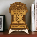 Tree of Knowledge Book Tracker, Wooden Reading Counter Sign, Custom Library Decor, Personalized Book Lover Gift, Reading Goal