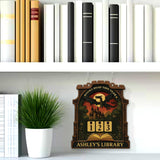 Books Read This Year Tracker - Black Dragon Castle Reading Sign, Gothic Fantasy Wooden Library Counter, Personalized Book Lover Gift