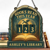 Books Read This Year Tracker - Dragon Cave Castle Library Sign, Fantasy Wooden Reading Decor, Personalized Book Lover Gift