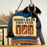 Dragon Book Tracker Sign, Fantasy Reading Counter, Castle Library Decor, Custom Name Book Lover Gift, Medieval Reading Goal