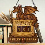 Books Read This Year Tracker - Dragon Scroll Library Sign, Fantasy Wooden Reading Counter, Magical Medieval Decor