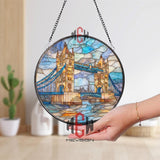 London Bridge Stained Glass Suncatcher, City Landmark Window Art, Travel Decor Ornament, Architecture Gift, Urban Home Accent