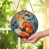 Fox Stained Glass Suncatcher, Woodland Animal Window Art, Autumn Nature Ornament, Wildlife Lover Gift, Rustic Home Window Decor