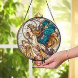 Angel Stained Glass Suncatcher, Celestial Window Art, Blue Wing Ornament, Spiritual Gift, Guardian Angel Home Window Decor