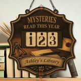 Mysteries Read This Year Tracker - Detective Keys and Letter Design, Personalized Wooden Library Sign, Mystery Book Counter, Sleuth Gift