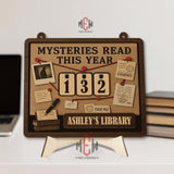 Mysteries Read This Year Tracker - Detective Evidence Board Wooden Sign, Personalized Library Counter, Mystery Reader Gift,Sleuth Room Decor