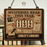 Mysteries Read This Year Tracker - Detective Evidence Board Wooden Sign, Personalized Library Counter, Mystery Reader Gift,Sleuth Room Decor