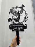 Personalized Angel Memorial Garden Stake with Poem and Butterflies, Custom Remembrance Sign for Loved One, Grave Marker Gift