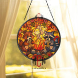 Peacock Stained Glass Suncatcher, Round Colorful Bird Window Hanging with Radiant Feathers, Elegant Nature Art Home Decor Gift