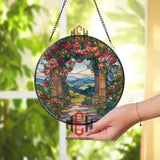 Musician Stained Glass Suncatcher, Round Guitar Player Window Hanging, Colorful Artistic Music Decor Gift for Music Lovers and Artists