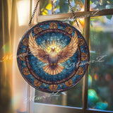 Dove Stained Glass Suncatcher, Holy Spirit Window Art, Peace Bird Sun Catcher, Christian Glass Decor, Religious Gift, Spiritual Home