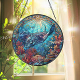 Running Horses Stained Glass Suncatcher, Ocean Sunset Window Art, Wild Horse Decor, Beach Scene Glass Ornament, Nature Gift