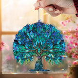 Tree of Life Acrylic Suncatcher, Blue Green Nature Window Hanging, Spiritual Symbol Art, Sacred Geometry Acrylic Home Decor Gift