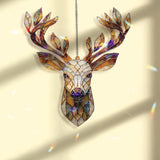 Deer Head Acrylic Suncatcher, Woodland Stained Glass Style Window Art, Rustic Forest Animal Decor Gift for Nature Lover Home